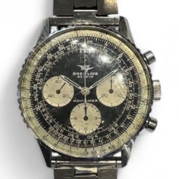 BREITLING NAVITIMER Montre bracelet chronographe en acier, cadran noir brillant