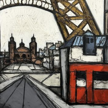 Claude VENARD (1913-1994), Paysage avec la Tour Eiffel, Huile sur toile.