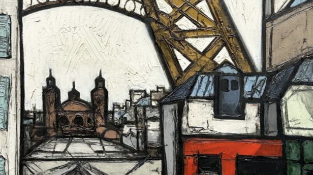 Claude VENARD (1913-1994), Paysage avec la Tour Eiffel, Huile sur toile.