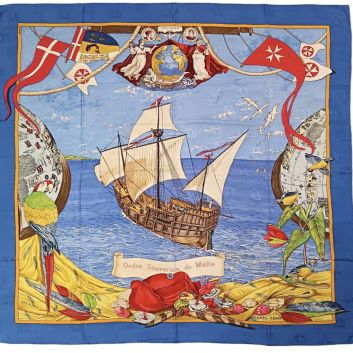 HERMÈS PARIS. Carré en twill de soie "Ordre souverain de Malte"d'après un dessin de Carl de Parcevaux