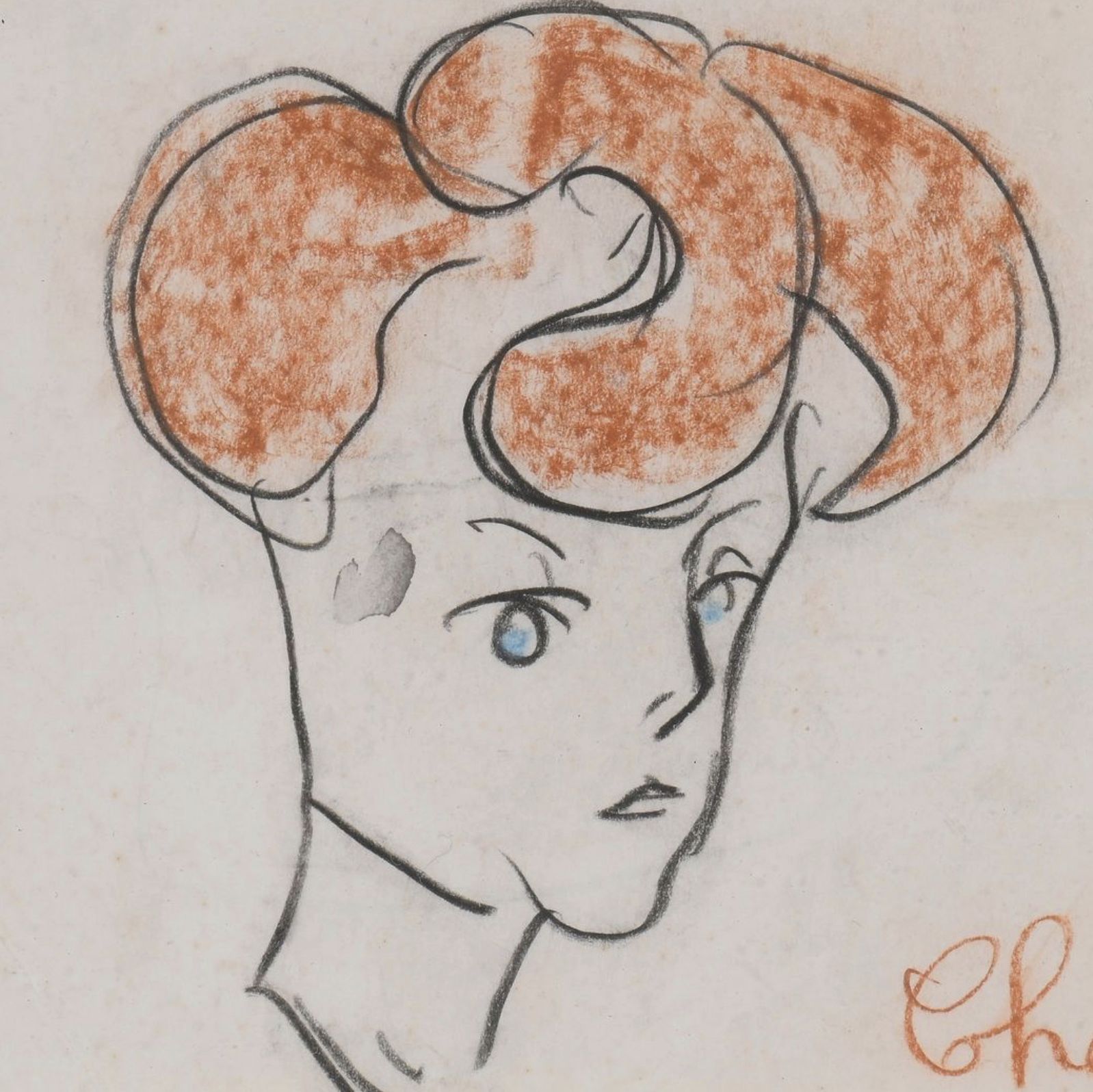 Auguste Chabaud, dessin au crayon de couleurs