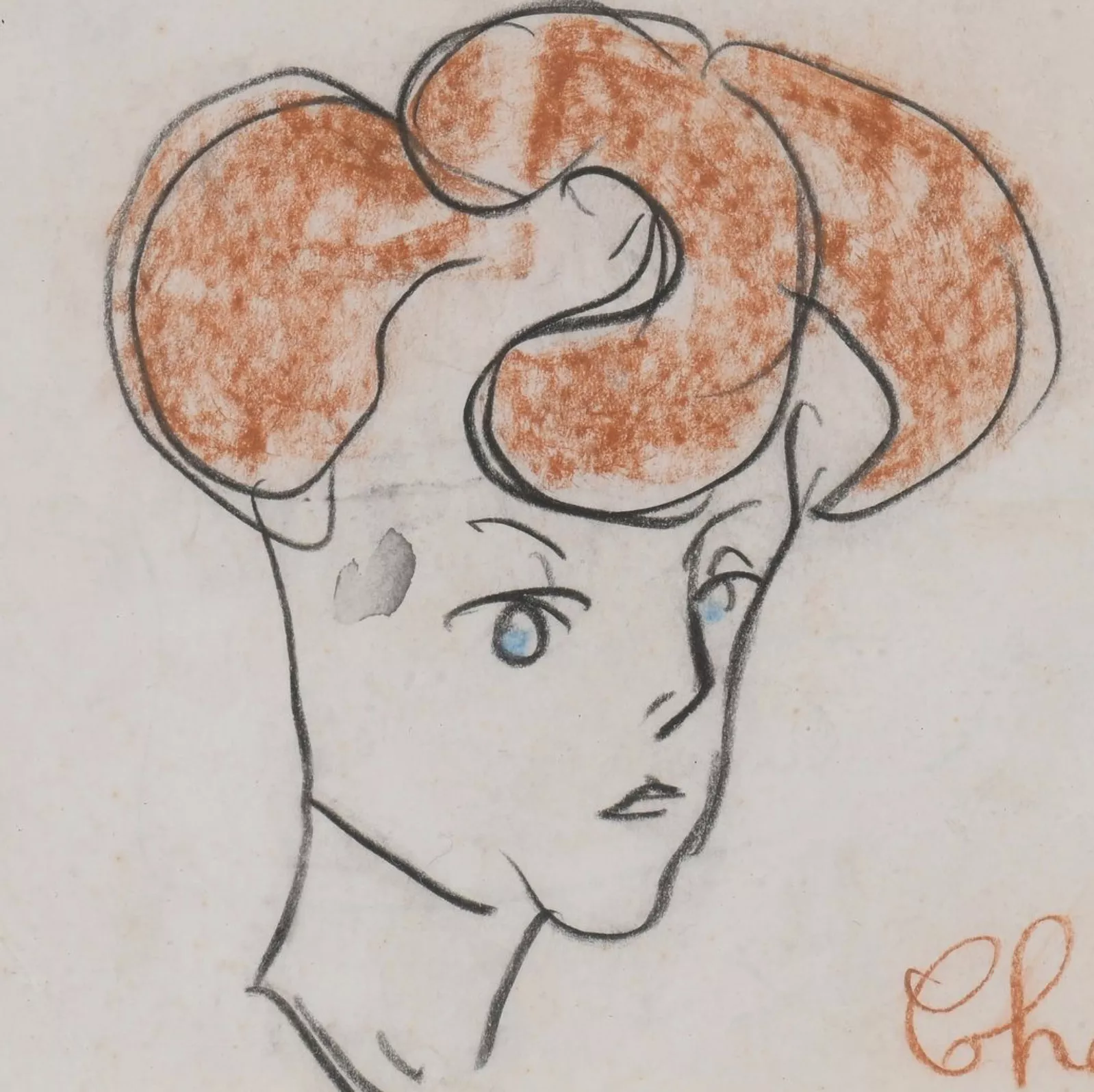 Auguste Chabaud, dessin au crayon de couleurs