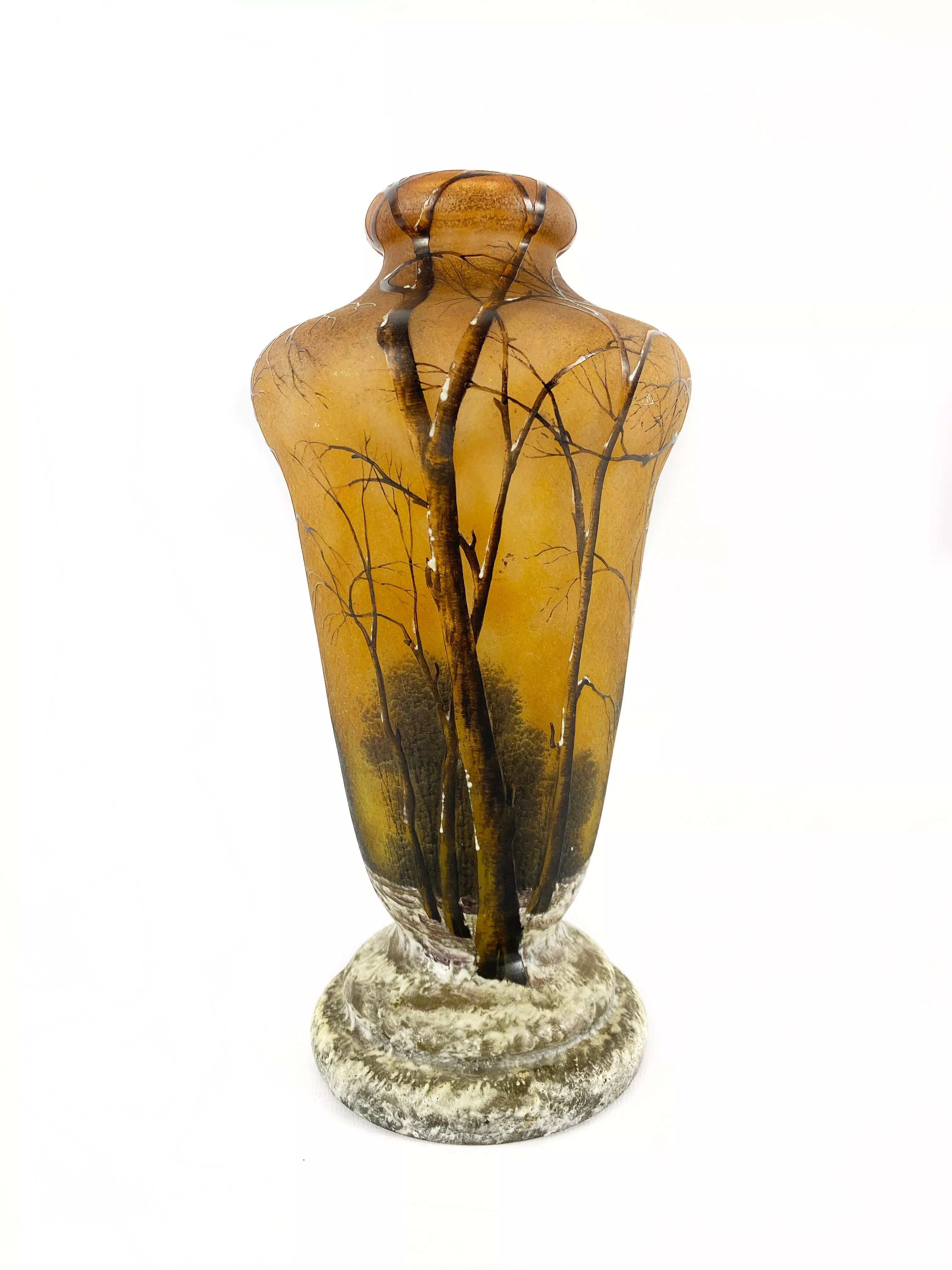 Daum, vase en p&acirc;te de verre d&eacute;cor&eacute; &agrave; l'acide