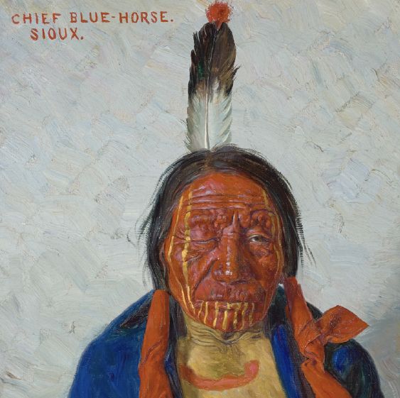 Burbank, Chef Blue Horse, huile sur toile