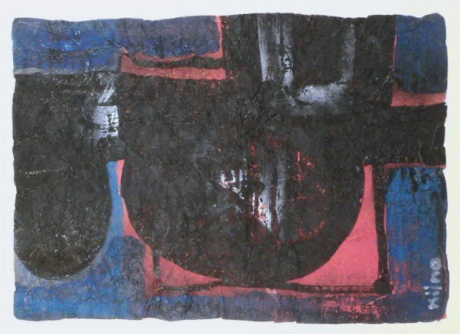 Kijno, papier froiss&eacute; maroufl&eacute; sur toile
