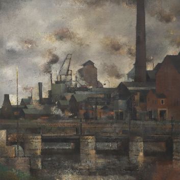 Pierre HODÉ (1889-1942) "Étude pour l'Usine" Huile sur toile