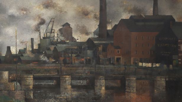 Pierre HODÉ (1889-1942) "Étude pour l'Usine" Huile sur toile