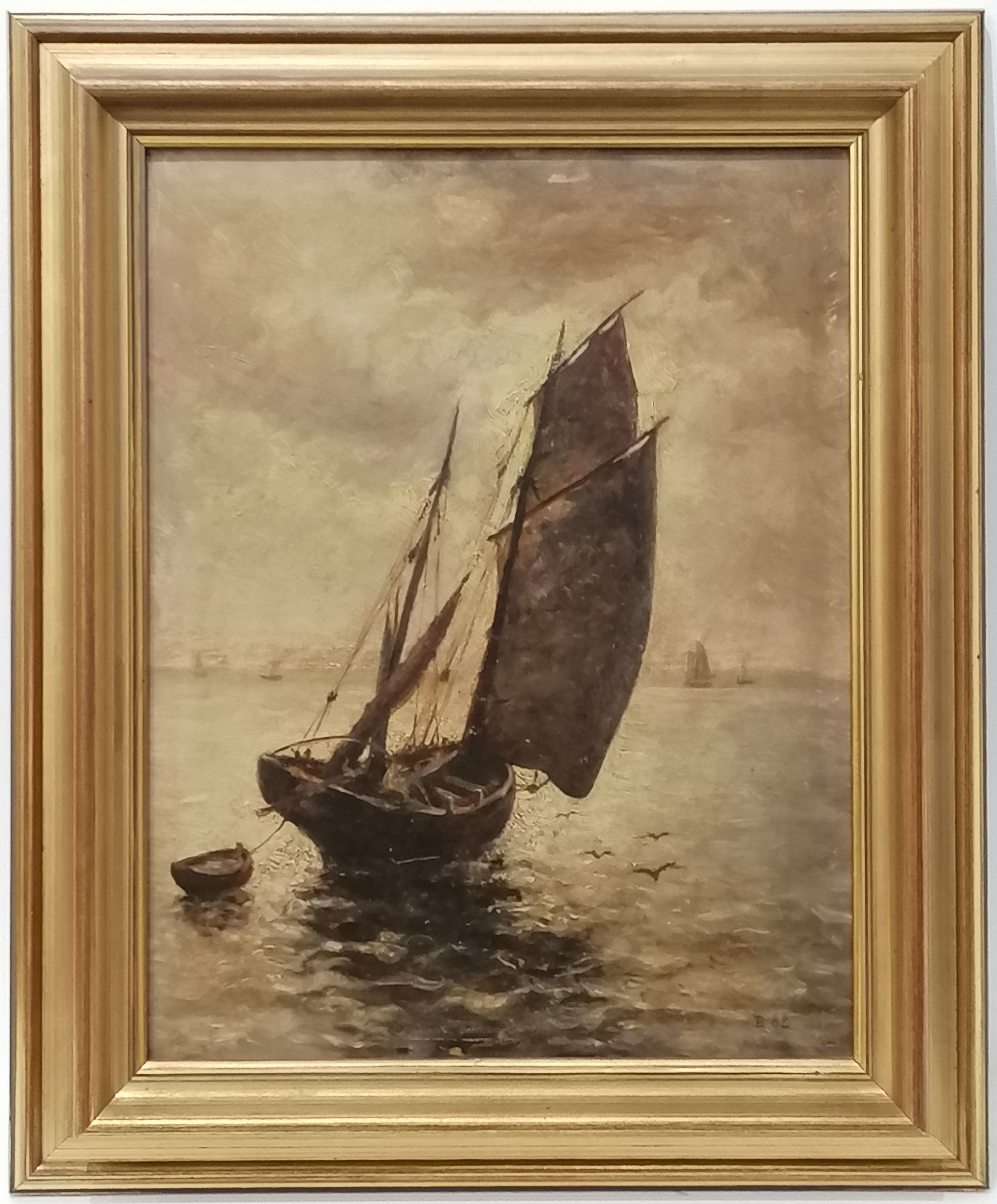 Huile sur toile, tableau de marine