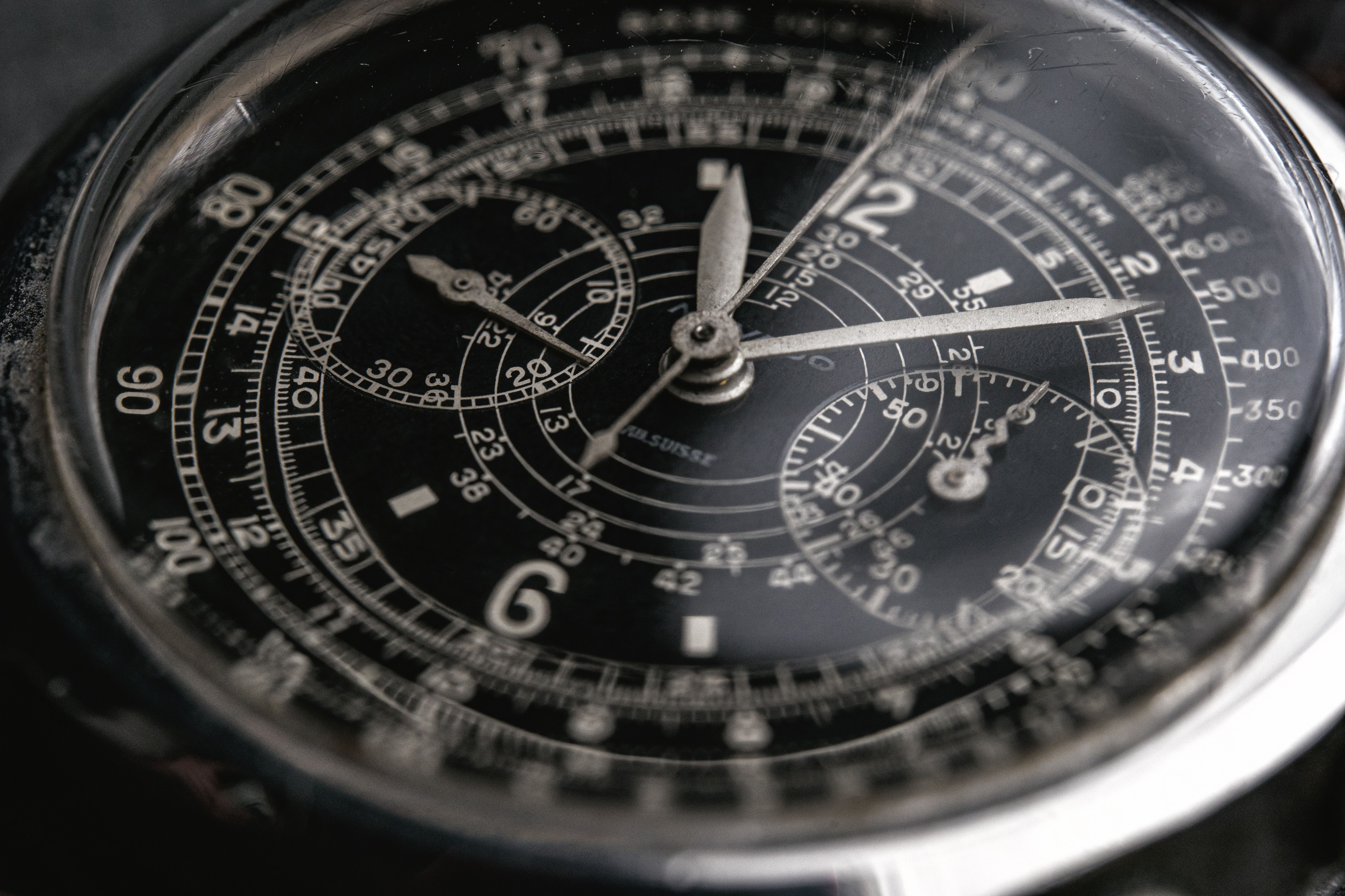 D&eacute;tails du cadran de la Movado chronographe 19008