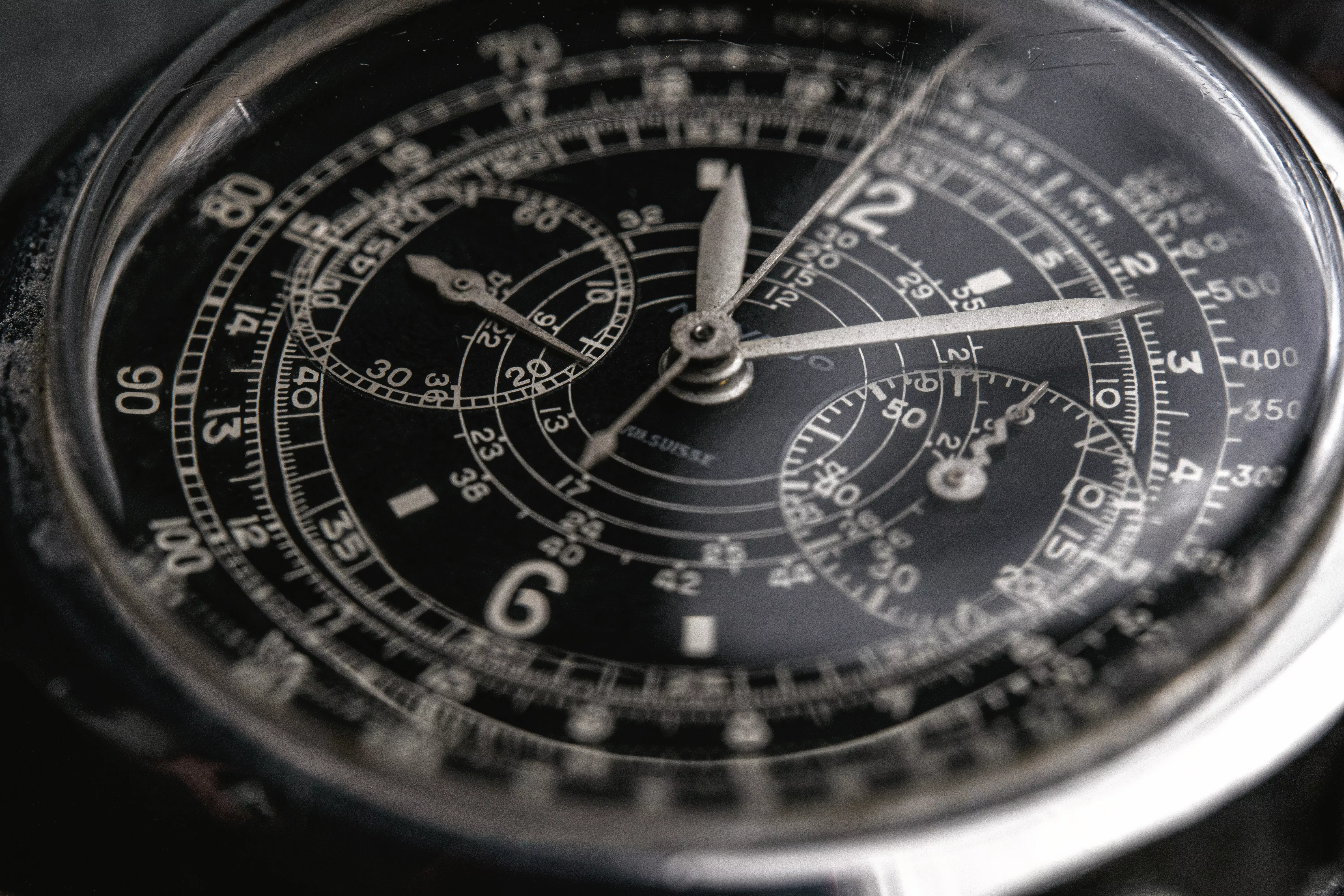 D&eacute;tails du cadran de la Movado chronographe 19008