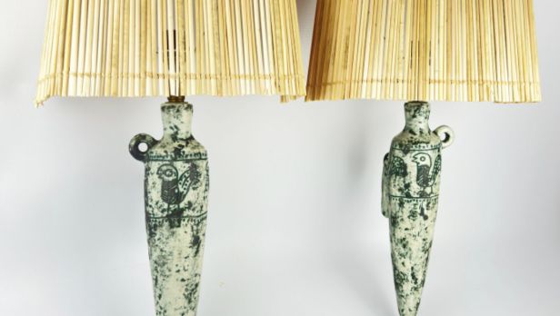 Jacques BLIN (1920-1995) Paire d'appliques en forme d'amphore en céramique émaillée