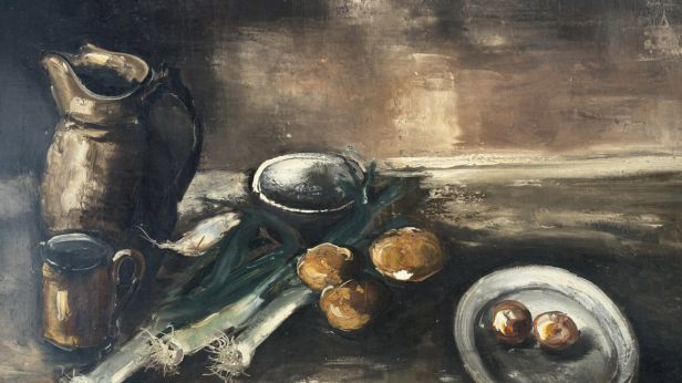 Maurice de VLAMINCK (1876-1958), nature morte aux pichets et aux poireaux, huile sur toile