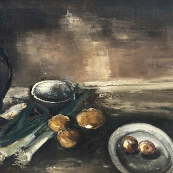 Maurice de VLAMINCK (1876-1958), nature morte aux pichets et aux poireaux, huile sur toile