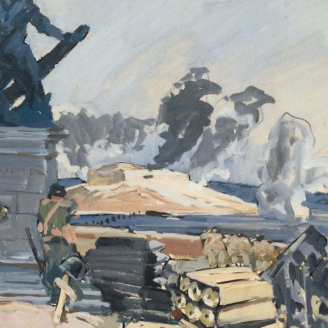 Mathurin Méheut, huile sur toile représentant le port de Saint Malo