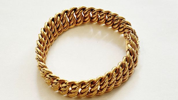 Bracelet en or jaune (750) à mailles américaines Fermoir à clip avec deux huit de sécurité