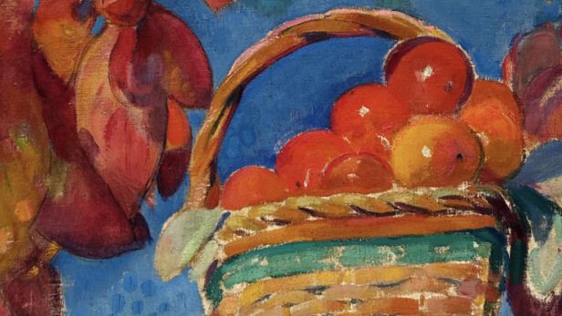 Jean VANDEN EECKHOUDT (1875-1946), Corbeille de kakis, Huile sur toile