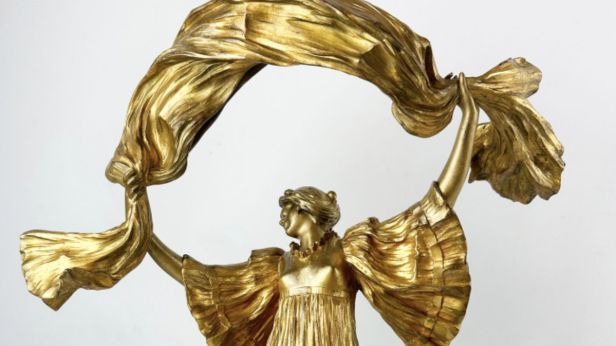 Agathon LEONARD (1841-1923), danseuse à l'écharpe, lampe en bronze, ed. Susse frères