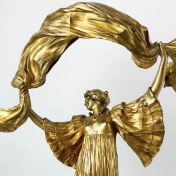 Agathon LEONARD (1841-1923), danseuse à l'écharpe, lampe en bronze, ed. Susse frères