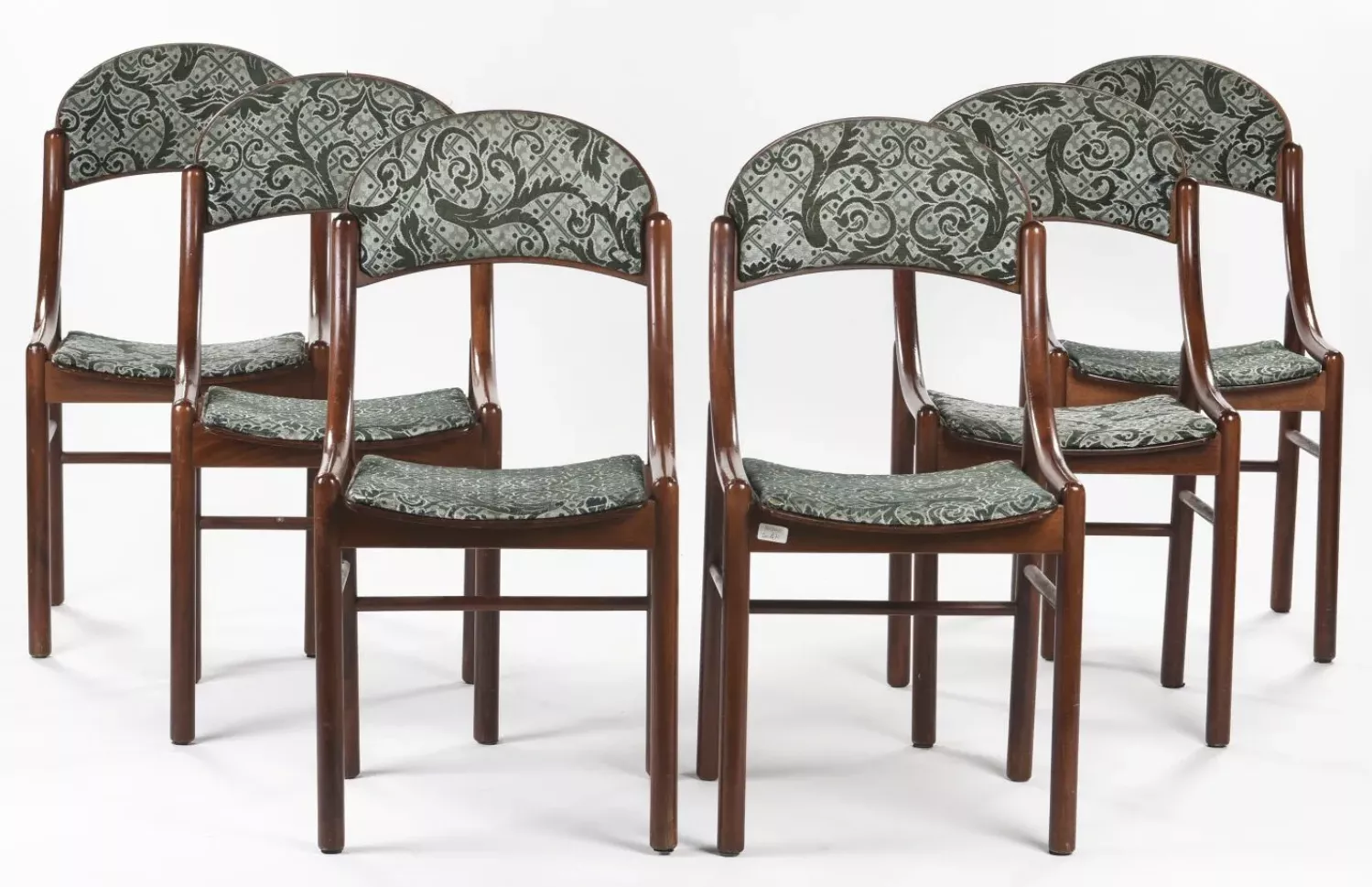 Baumann, suite de six chaises en bois et motifs fleuris