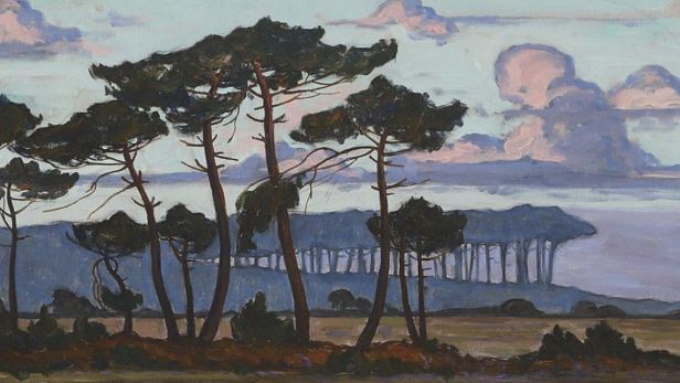 Jean Roger SOURGEN (1883-1978), Paysage aux pins à l'aurore, Huile sur toile