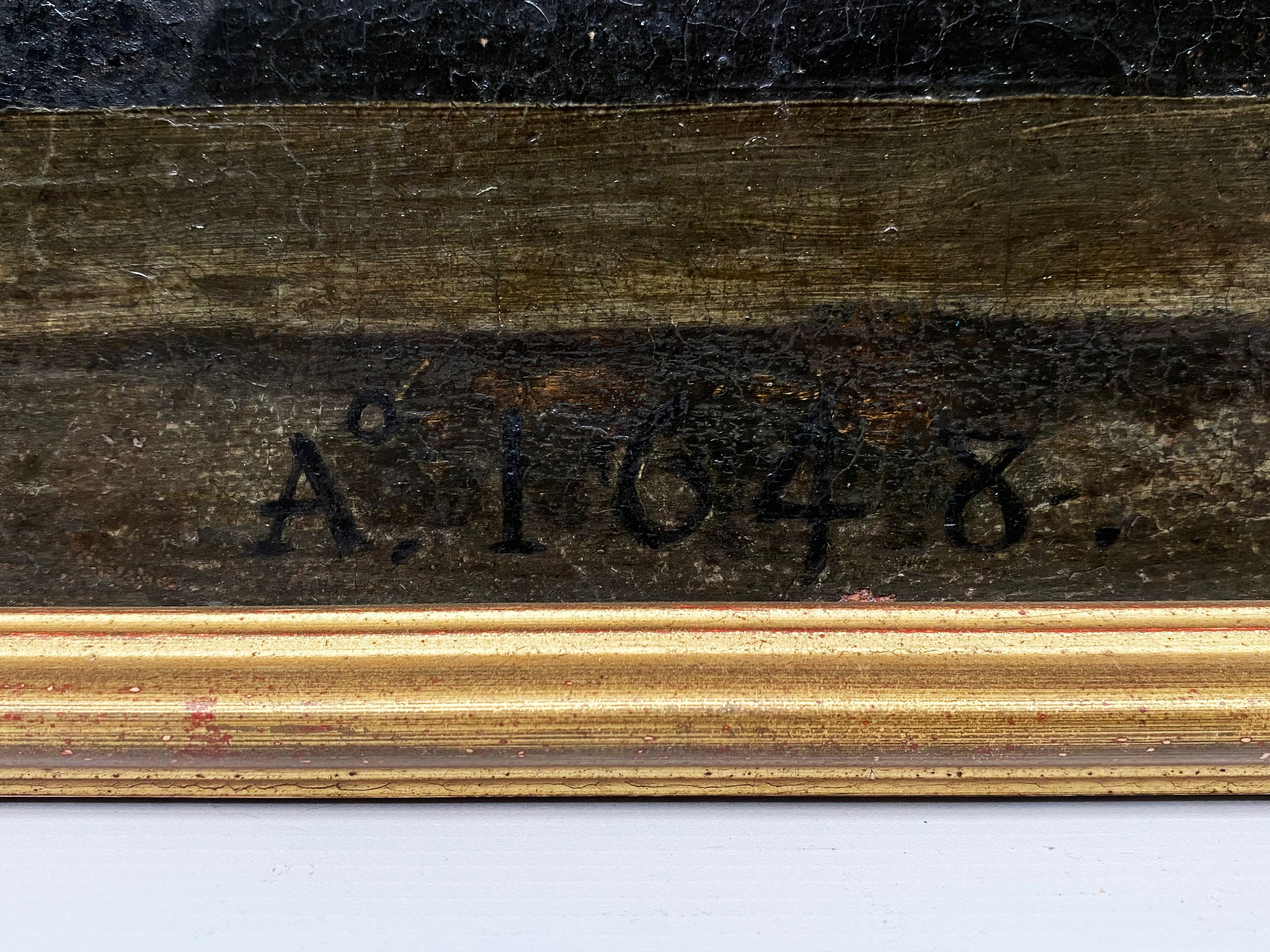 Exemple d'inscription visible sur un tableau ancien