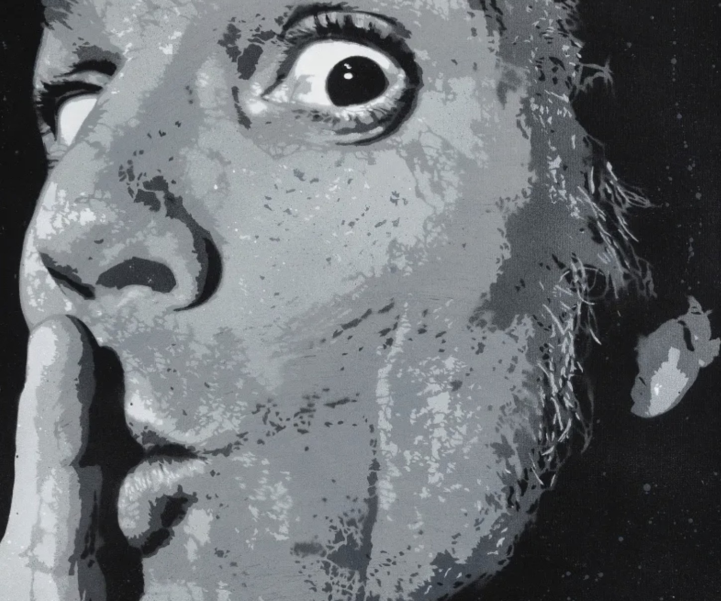 Jef Aérosol, pochoir et peinture aérosol sur toile