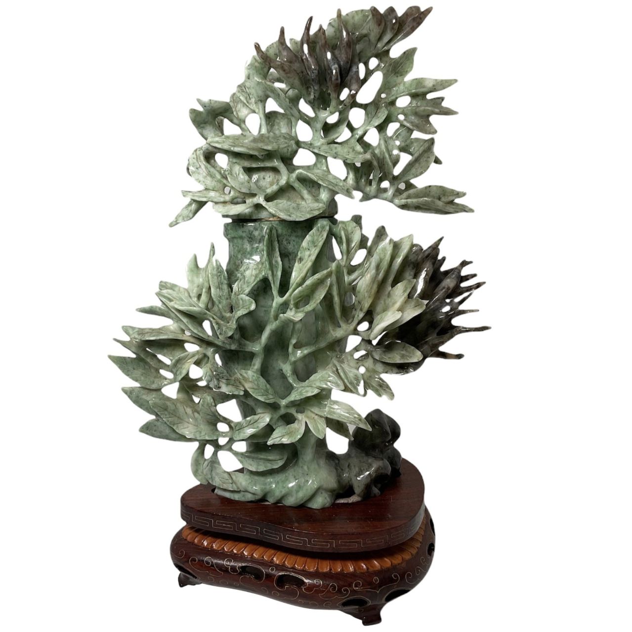 Sculpture en jade de Chine, socle en bois