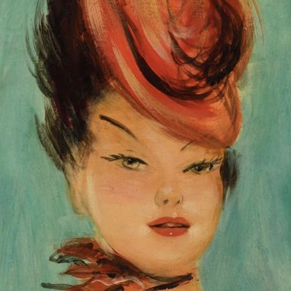 Domergue, portrait, huile sur toile