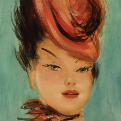 Domergue, portrait, huile sur toile