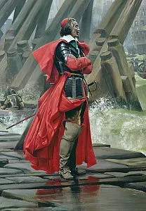 Henri Paul Motte, huile sur toile repr&eacute;sentant le Cardinal de Richelieu &agrave; La Rochelle