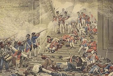 Henri Paul Motte, La prise des Tuileries, huile sur toile