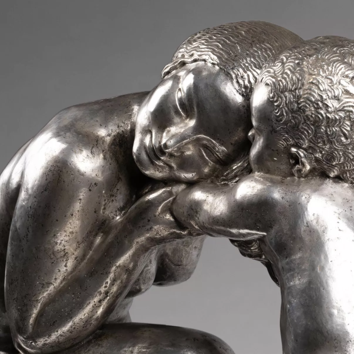 Pierre Traverse, sculpture en bronze argent&eacute;