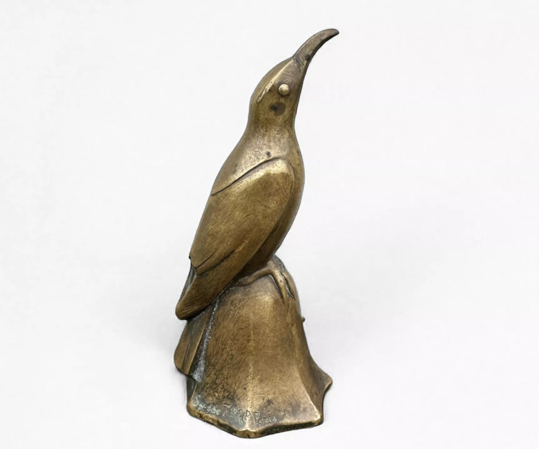 Sandoz, oiseau en bronze dor&eacute;