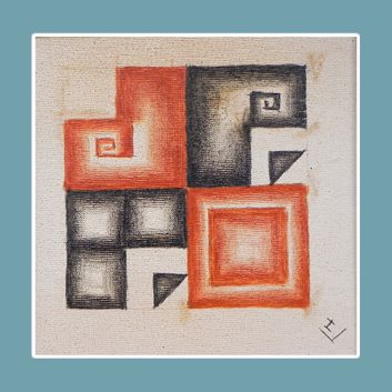 Composition - Marcel Lempereur-Haut (1898-1986) - technique mixte sur toile 22x22 cm - signé en bas à droite