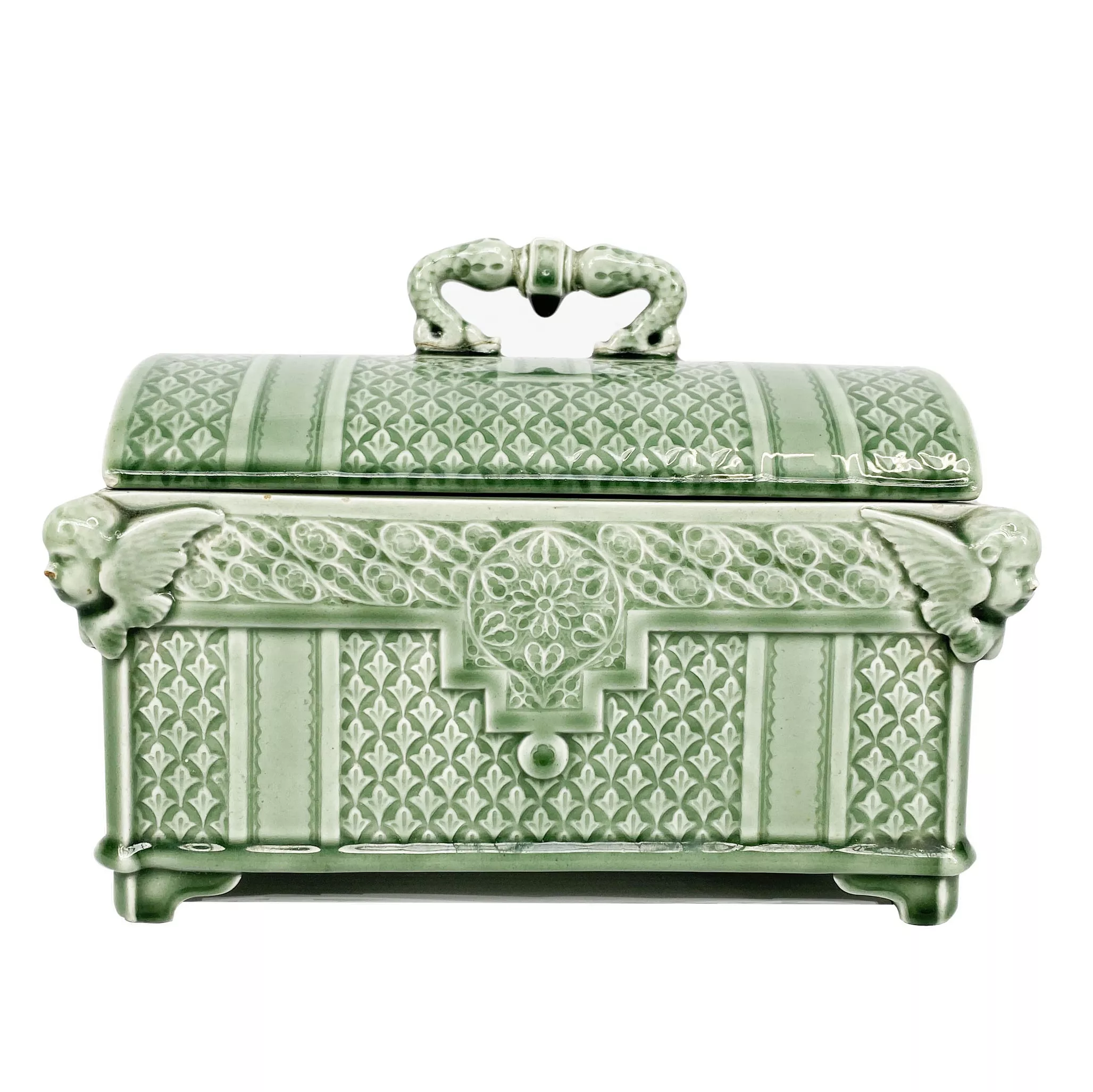 Th&eacute;odore Deck, coffret couvert en fa&iuml;ence