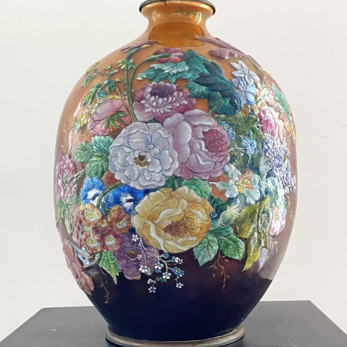 Camille Fauré, vase &agrave; d&eacute;cor de fleurs
