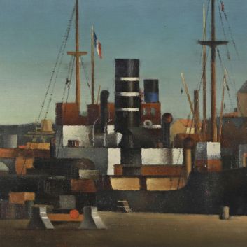Pierre HODÉ (1889-1942) Vue de Port Huile sur toile