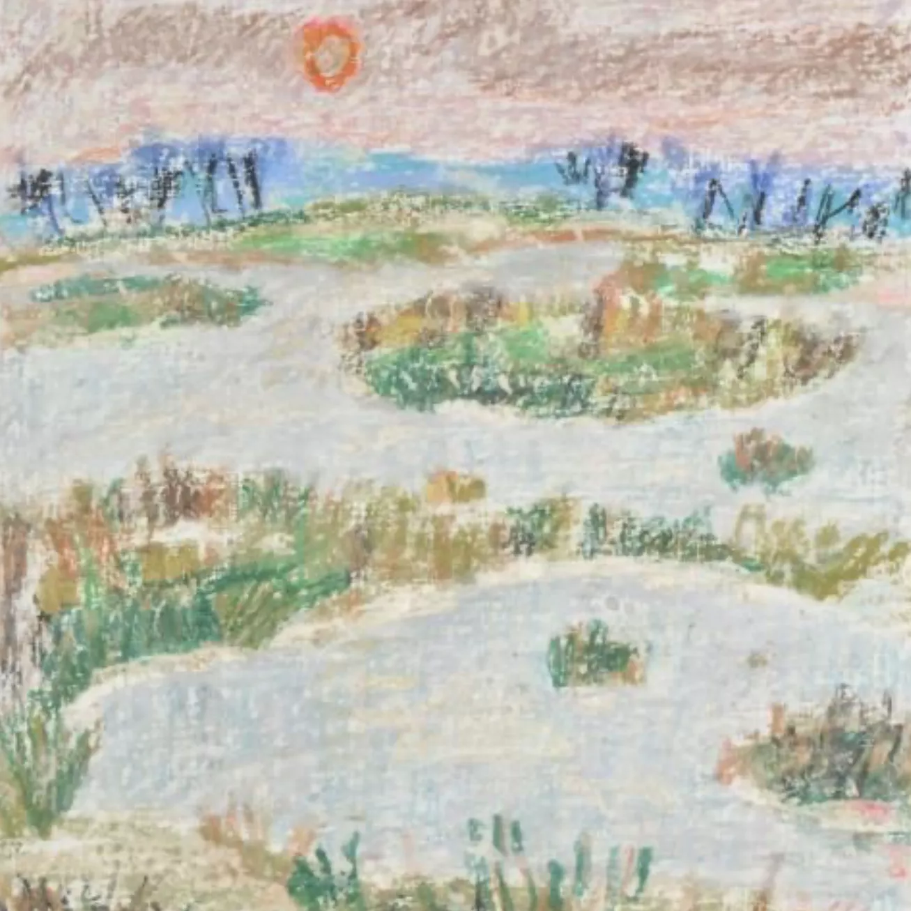 Couty, lande au cr&eacute;puscule, huile sur toile