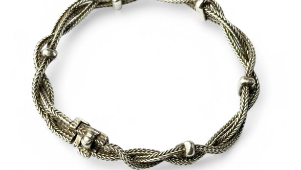 HERMÈS Paris Bracelet composé de trois chaines tressées d'argent (925)