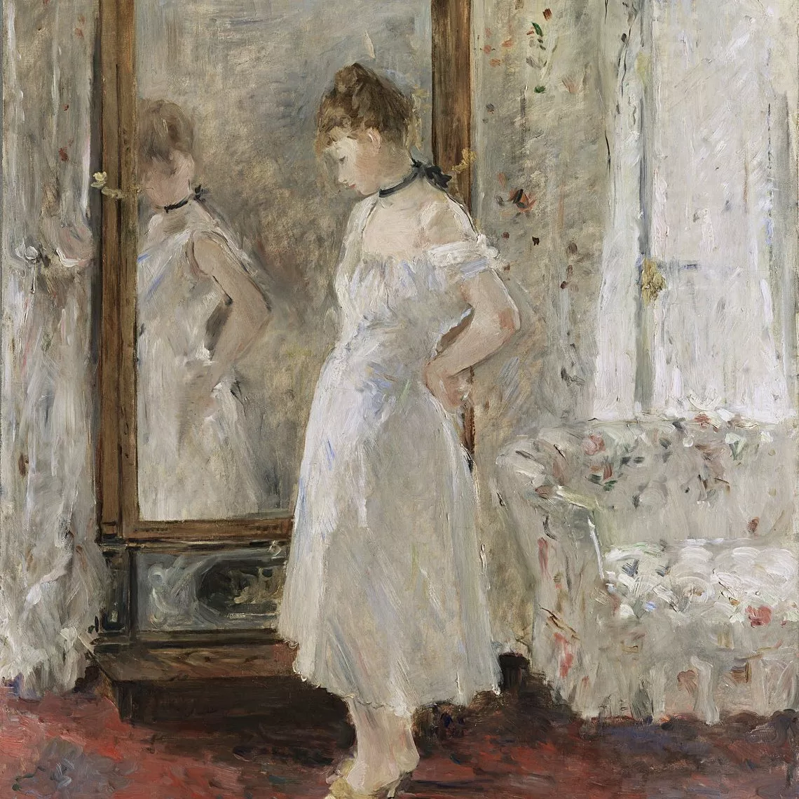 Berthe Morisot, La psych&eacute; ou le miroir, huile sur toile