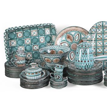 Robert PICAULT (1919-2000), Grand service en faïence émaillée aux décors géométriques