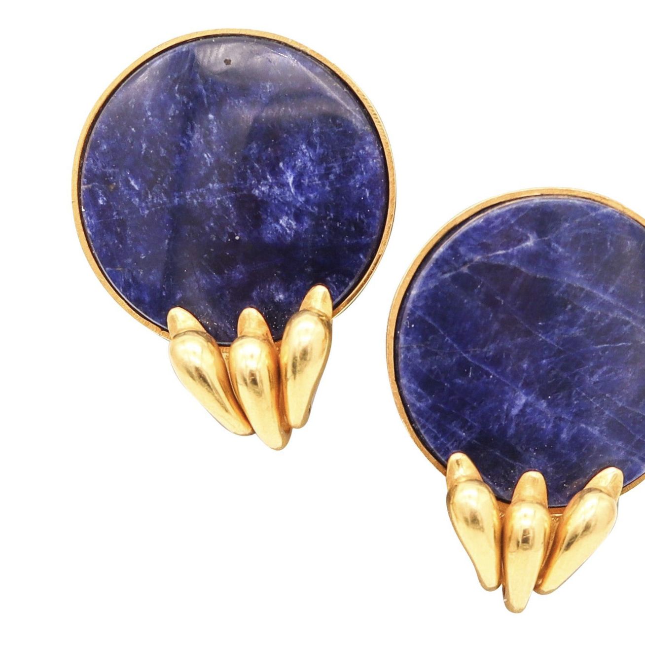 Lalaounis, clips d'oreilles en or jaune et pierres