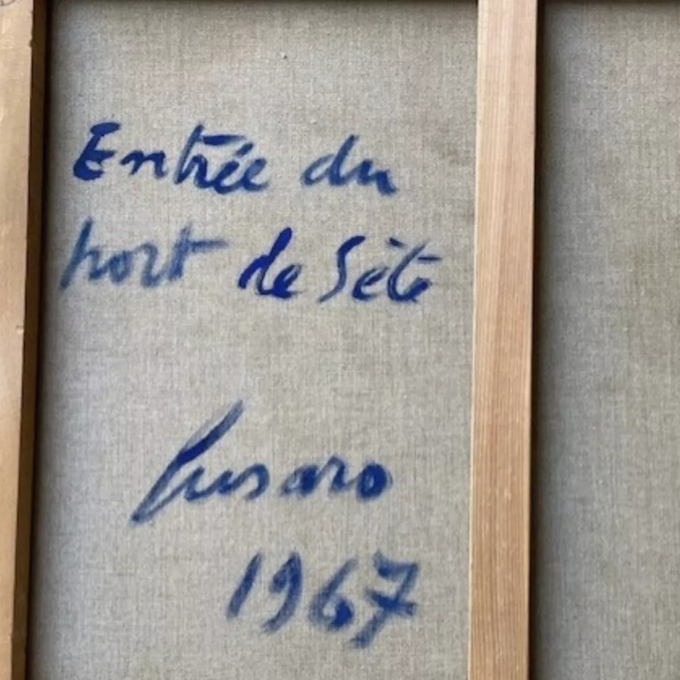 Signature au dos du tableau, Jean Fusaro