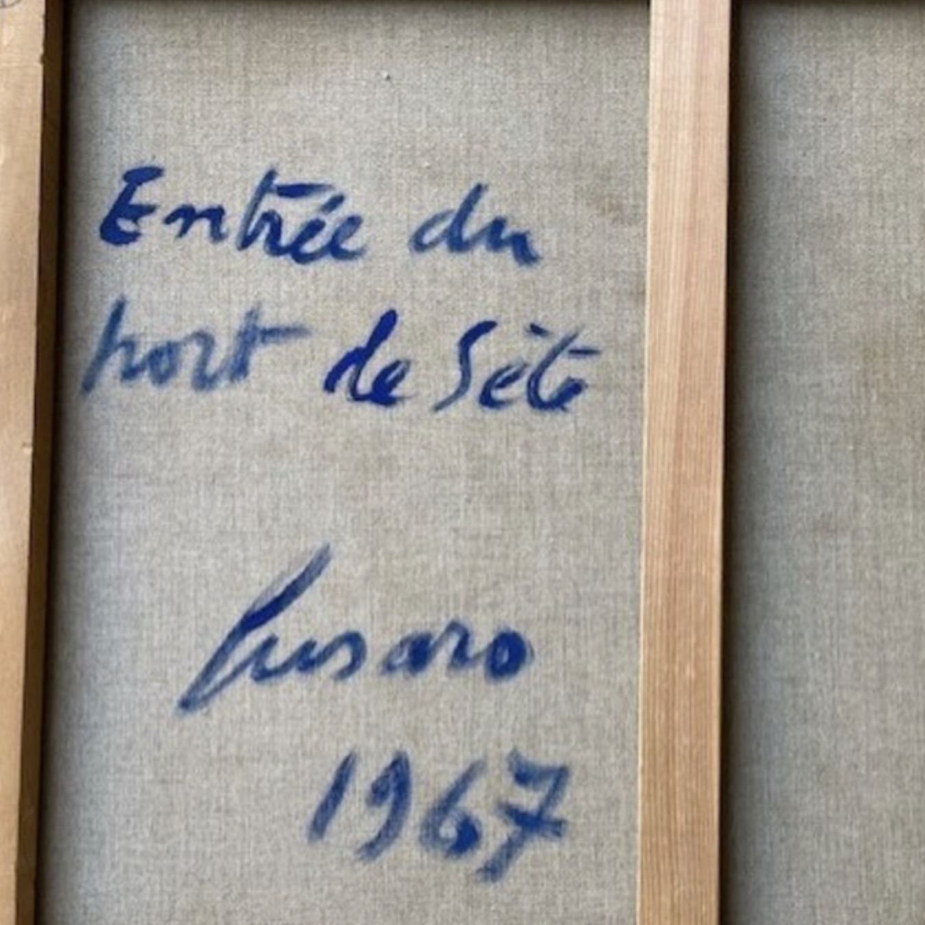 Signature au dos du tableau, Jean Fusaro