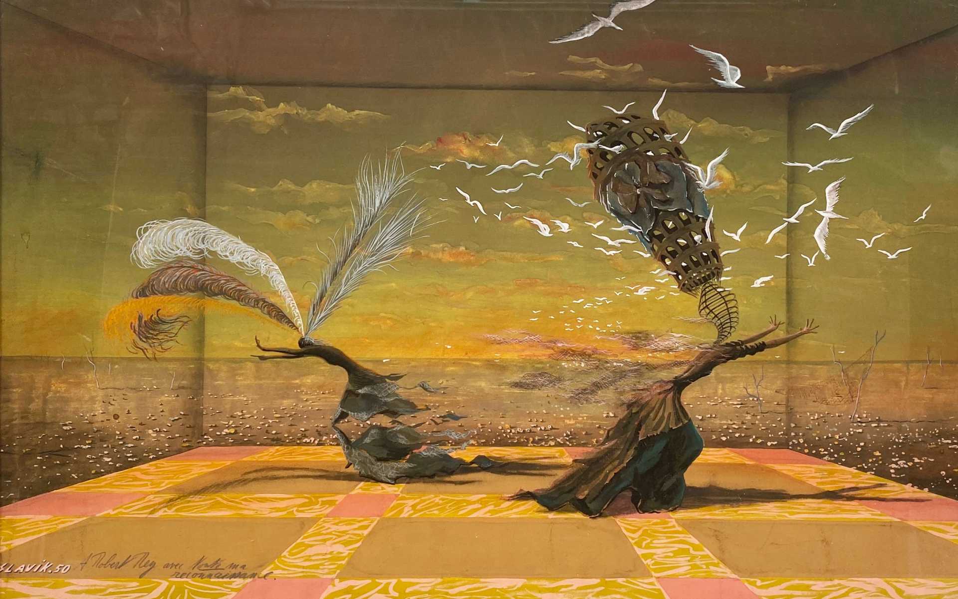Slavik Gouache Sur Papier