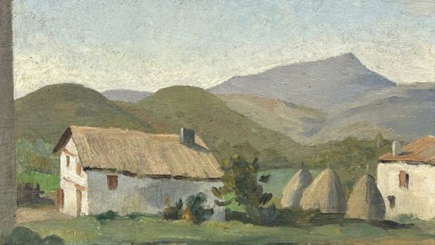 Ramiro ARRUE (1892-1971,) Paysage devant la Rhune, Huile sur panneau