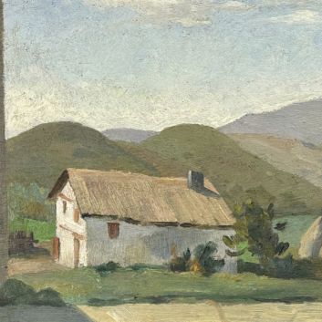 Ramiro ARRUE (1892-1971,) Paysage devant la Rhune, Huile sur panneau