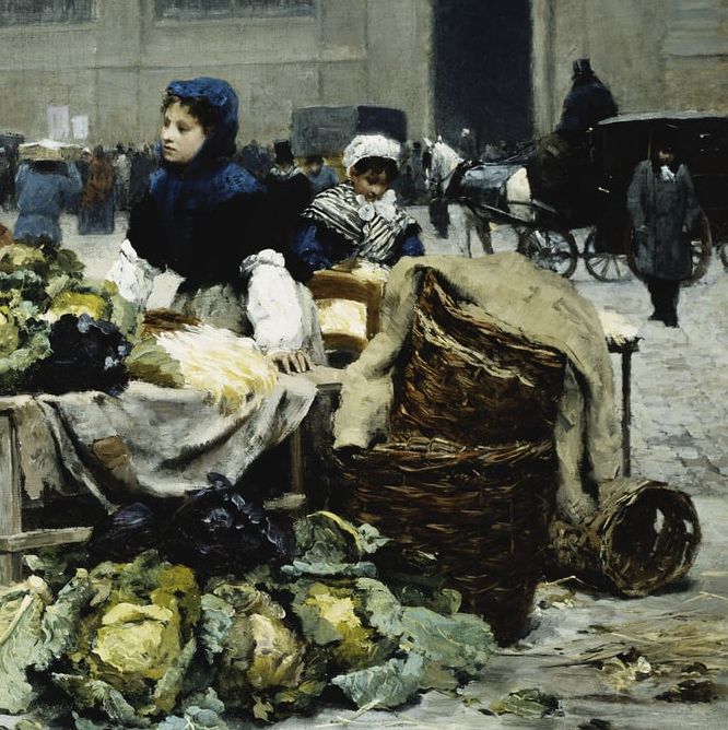 Victor Gabriel Gilbert, Marché aux légumes - Huile sur toile