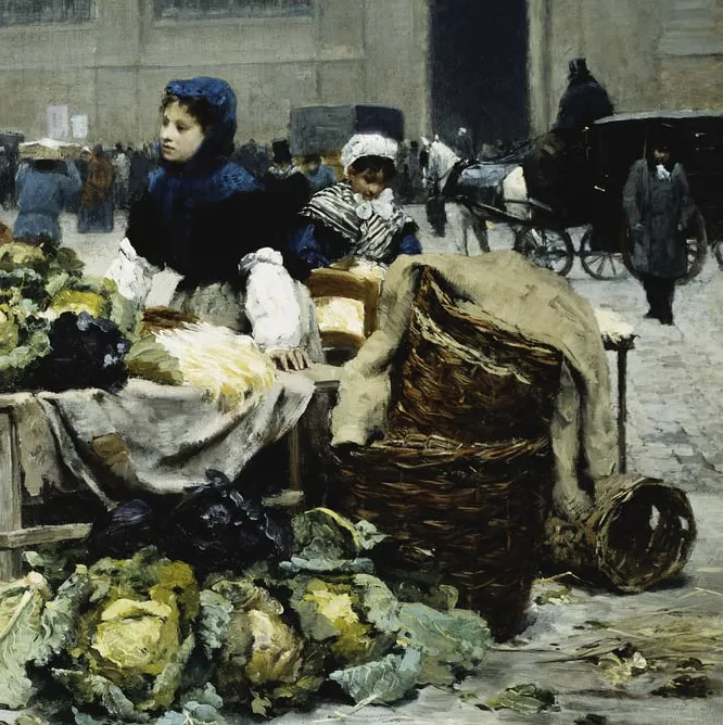 Victor Gabriel Gilbert, March&eacute; aux l&eacute;gumes - Huile sur toile