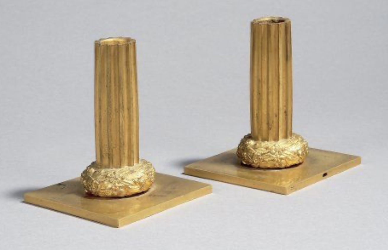 Paul Iribe, paire de candélabres en métal doré